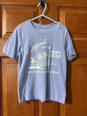 wonder nation light blue tee with cream graphic